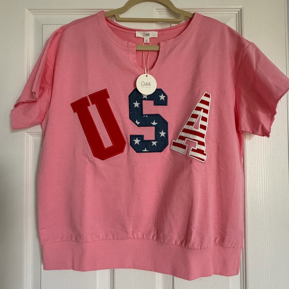 Oddi Pink 'USA' Graphic Womens Sweatshirt
